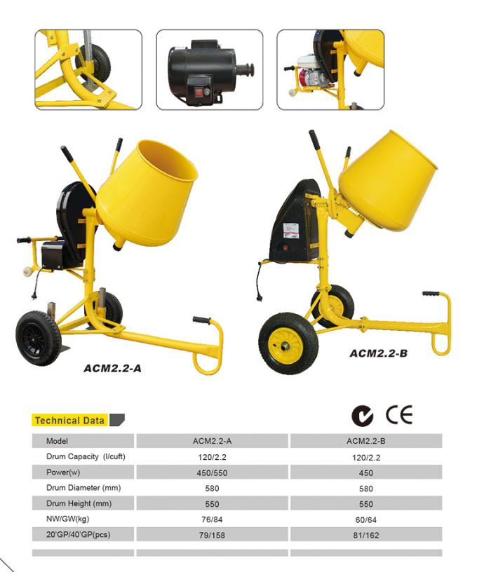 Mixer Beton Bangunan Bahan Baja 1.0mm Mixer Semen Gas 1